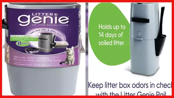 Litter Genie Pail, Ultimate Cat Litter Disposal System, Locks Away Odors, Includes One Refill