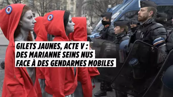 Gilets jaunes, acte V : des Marianne seins nus face à des gendarmes mobiles