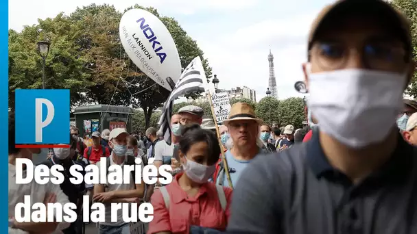 Les salariés de Nokia, "trahis" par un plan de licenciement, défilent en force à Paris