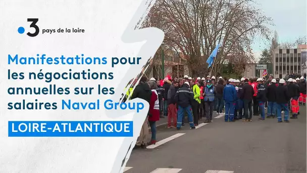 Manifestations pour les négociations annuelles sur les salaires à Naval Group