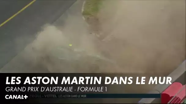 Les Aston Martin dans le mur lors des essais libres 3 - Grand Prix d'Australie - Formule 1