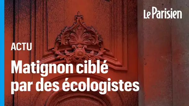 La façade de Matignon taguée en orange par des militants écologistes