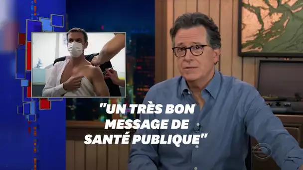 "Ça vous excite?" La photo d'Olivier Véran se faisant vacciner a inspiré Stephen Colbert