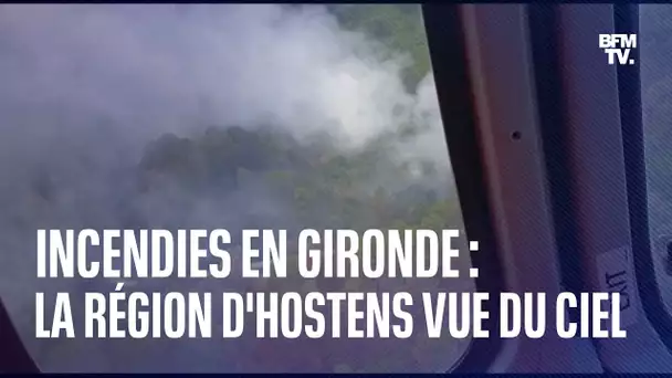 Gironde: les images de l'incendie d'Hostens depuis l'hélicoptère des pompiers