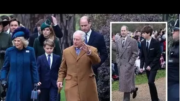 James Viscount Severn, 15 ans, a l'air pimpant en costume élégant pour la promenade de Noël avec pap