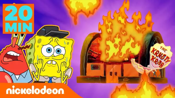 Bob l'éponge | 20 MINUTES de chaos au Crabe Croustillant ! | Nickelodeon France