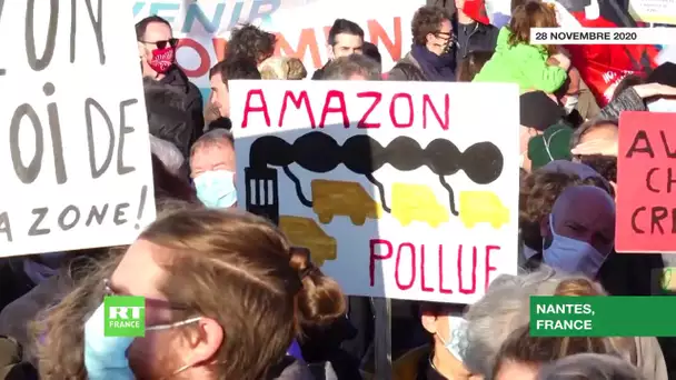 Environ 2 000 manifestants contre un projet d'implantation d'Amazon au sud de Nantes
