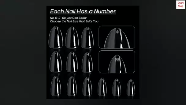Short Almond Nails - krofaue 240Pcs Almond Clear Nail Tips, 12 Sizes Artificial Acrylic False Nails