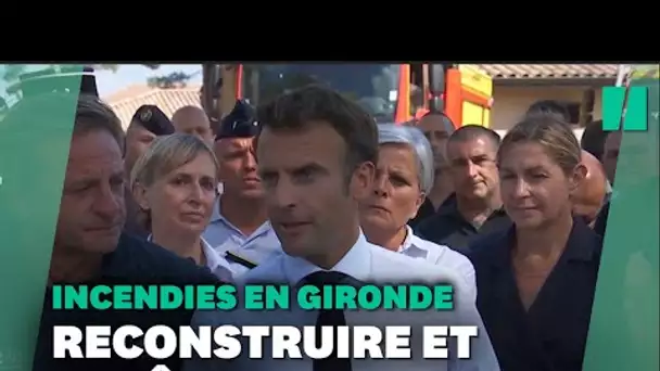 Incendies en Gironde: Macron promet "un grand chantier pour rebâtir" la forêt