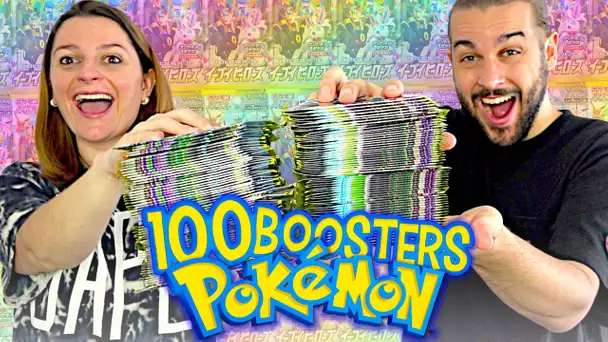 IMPOSSIBLE ! NOTRE MEILLEURE OUVERTURE POKEMON ! MEGA OUVERTURE DE 100 BOOSTERS POKEMON EEVEE HEROES