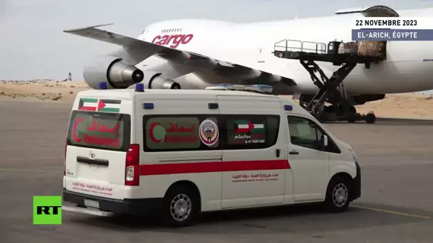 Des avions transportant de l'aide humanitaire pour la population de Gaza atterrissent en Égypte