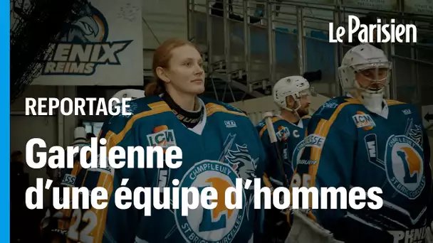 Justine Crousy-Théode,  gardienne de hockey sur glace dans une équipe d’hommes