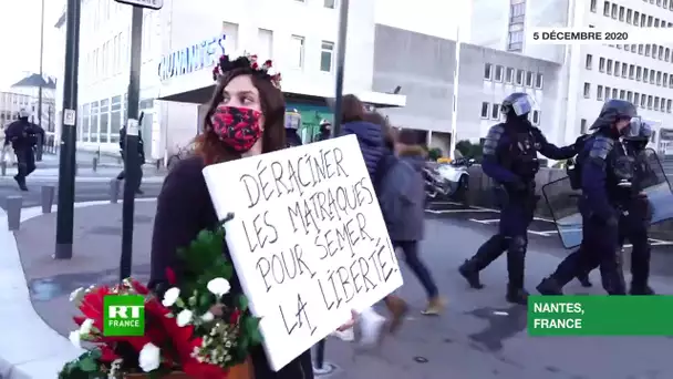Loi Sécurité globale : la police utilise des canons à eau pour disperser des manifestants à Nantes