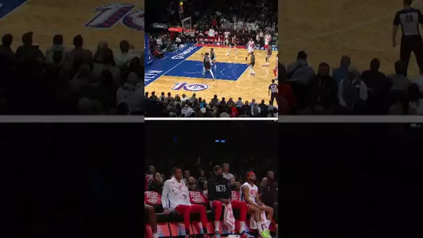 Watch the Nets bench reaction to Kyrie's putback dunk 😂 | #Shorts