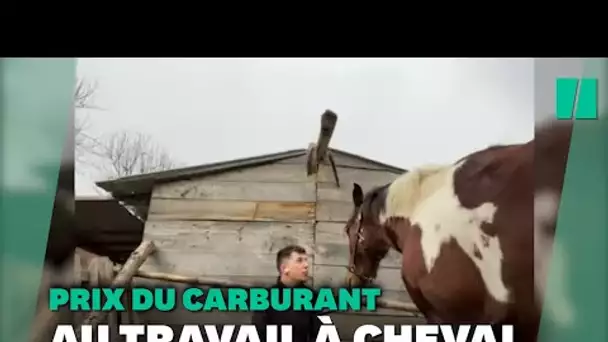 Le prix du carburant en hausse, il se rend au travail à cheval