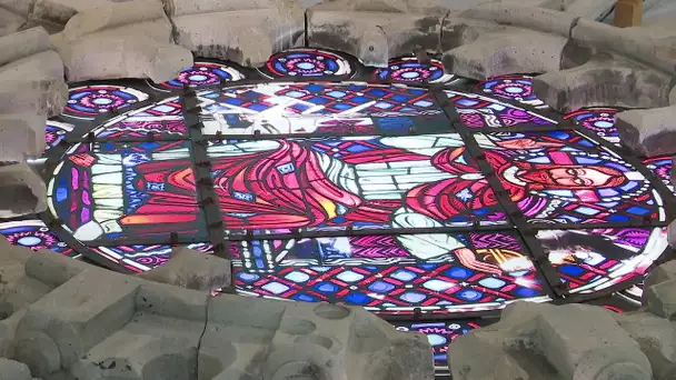 La rose de la cathédrale de Soissons reconstruite, 5 ans après que la tempête Egon l'a détruite
