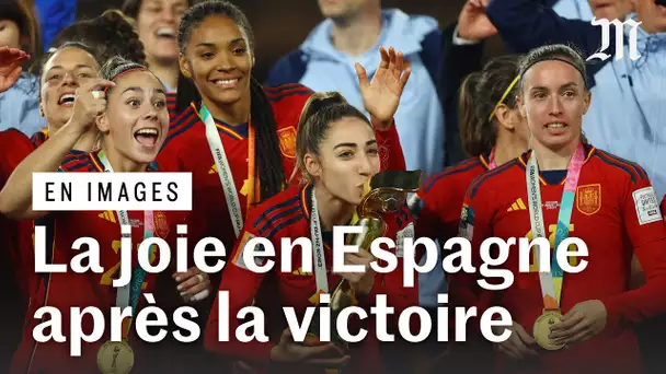 Explosion de joie à Madrid après la victoire des Espagnoles en finale de la Coupe du monde de footba