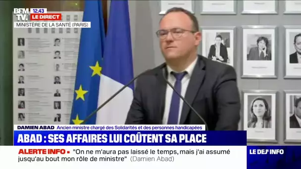 Damien Abad dénonce "des calomnies ignobles" lors de son départ du ministère des Solidarités