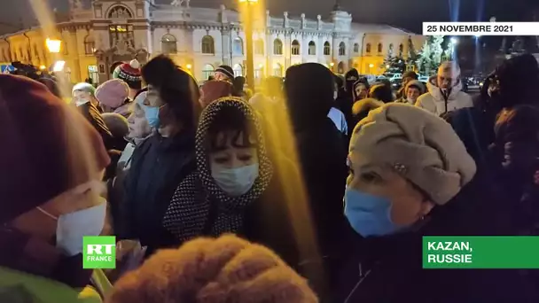 Russie : manifestation à Kazan contre les restrictions sanitaires liées aux codes QR