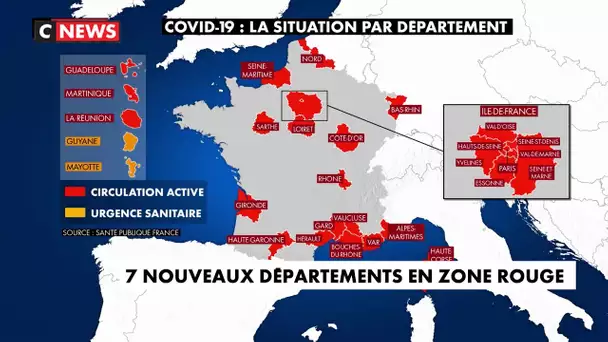 7 nouveaux départements en zone rouge