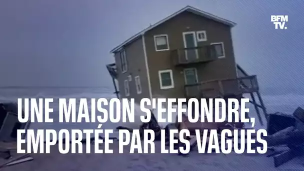 Cette maison sur pilotis s'effondre au milieu de fortes vagues sur une plage de Caroline du Nord