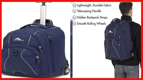 High Sierra Freewheel Wheeled Laptop Backpack, True Navy, 20.5 x 13.5 x 8-Inch