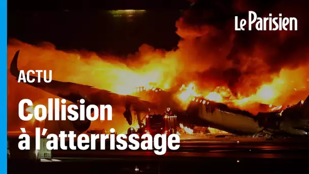 Un avion prend feu à l'aéroport de Tokyo