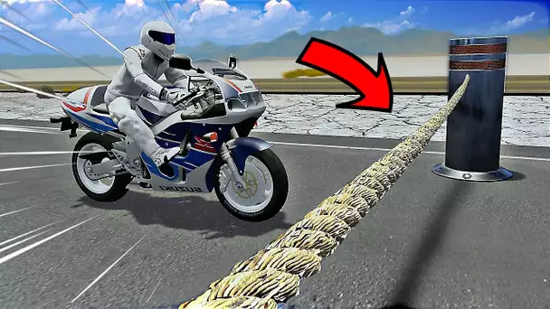 ARRIVER à 200 KM/H dans une CORDE avec une MOTO... (BeamNG super Crash)