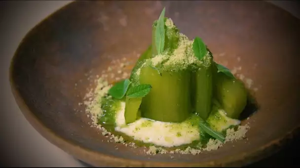 L&#039;île flottante de concombre à la verveine et au yaourt : une recette durable de Florent Ladeyn :