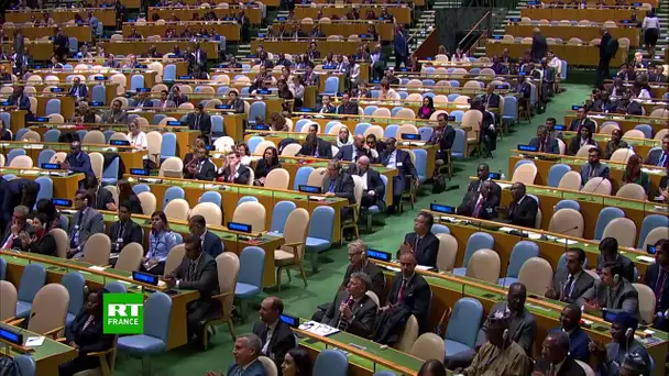 Emmanuel Macron est à la tribune lors de la 73e session de l’Assemblée générale de l’ONU