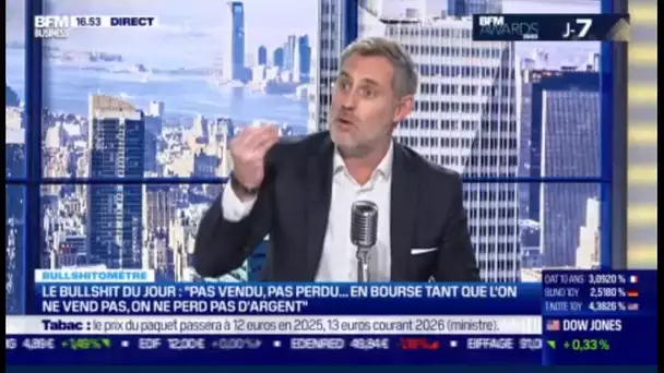 Bullshitomètre⛔:"En Bourse tant que l'on ne vend pas on ne perd pas" Faux❌répond Stéphane Van Huffel