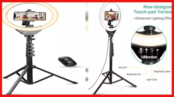 UBeesize 10’’ Ring Light with Tripod, Selfie Ring Light with 62’’ Tripod Stand, Light Ring for Video