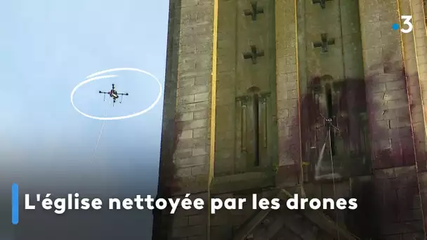 L'église nettoyée par les drones