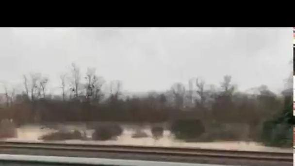 Tempête Gloria : l'Aude déborde dans les champs entre Limoux et Carcassonne