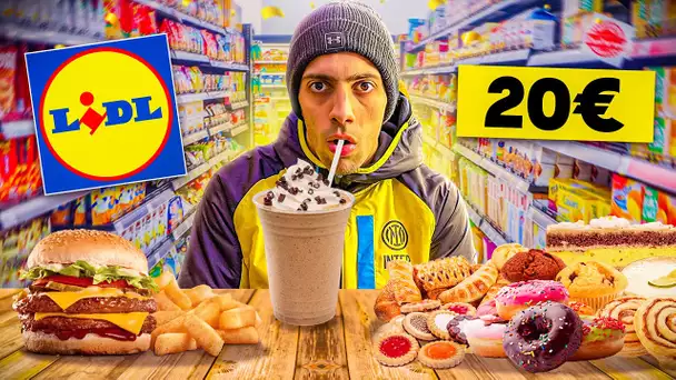 Je DÉVALISE  LIDL avec 20€ 😱 (Pizza, Cookie, Tacos…) je vais prendre 5KG 😂