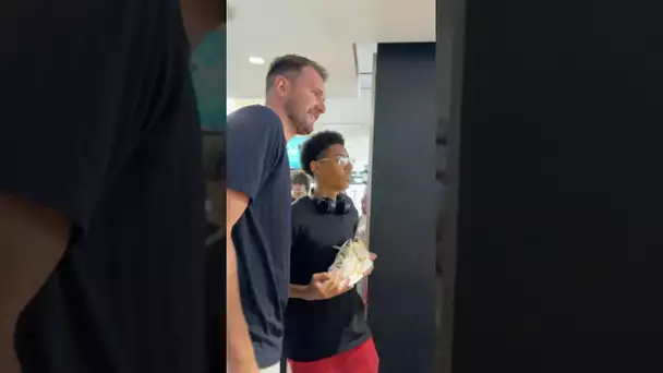 This young student hoops in Luka’s… little did he know he was getting them signed & a new pair!
