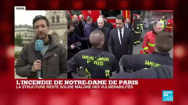 Incendie de Notre-Dame : le ministre de l'Intérieur, Christophe Castaner, sur les lieux du drame