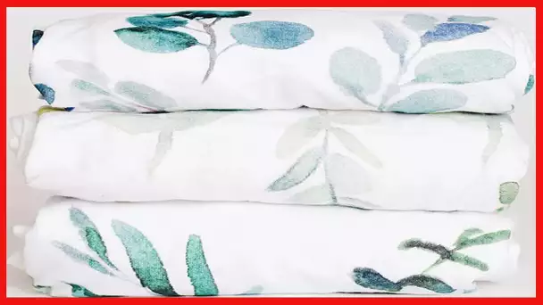 NODNAL CO. 3 Fitted Bassinet Sheets Leafy Set - 100% OEKO-TEX Cotton for Baby Girl/Boy