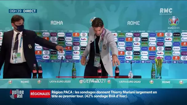 Euro: quand les joueurs retire les bouteilles des sponsors en conférence de presse