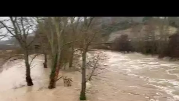 Tempête Gloria : l'Aude sort de son lit à Pomas