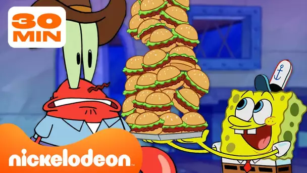 Bob l'Éponge | Tous les employés du CRABE CROUSTILLANT 🍔 | Nickelodeon France