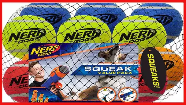 Nerf Dog 12-Piece Dog Toy Gift Set, Includes 2.5in Squeak Tennis Ball 12-Pack, Nerf Tough Material