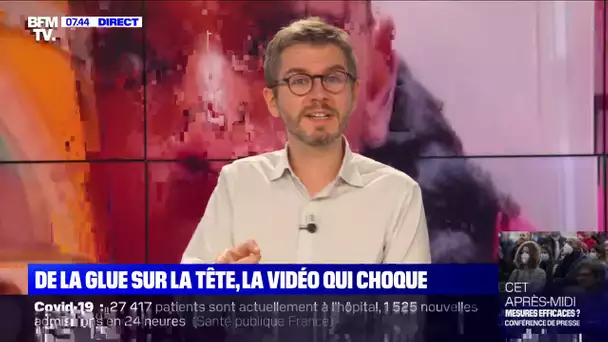 De la glue sur la tête, la vidéo qui choque