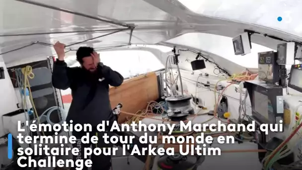 L'émotion d'Anthony Marchand qui termine de tour du monde en solitaire pour l'Arkea Ultim Challenge