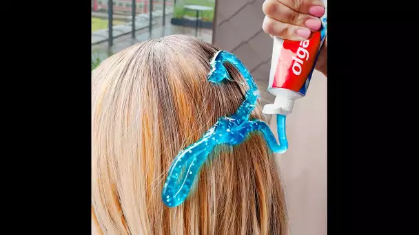 TOUR DE MAGIE FOU POUR SE COLORER LES CHEVEUX AVEC DU DENTIFRICE ! EST-CE QUE ÇA VA MARCHER ?#shorts