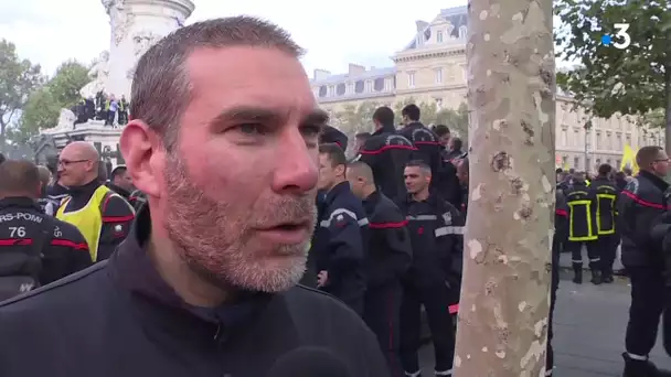 Les pompiers normands manifestent à  Paris