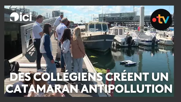 Des collégiens mettent en place un prototype de catamaran antipollution