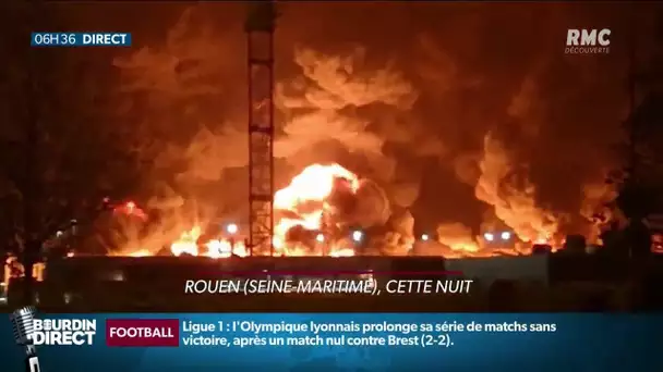 Spectaculaire incendie en cours à Rouen dans une usine de lubrifiant classée Seveso