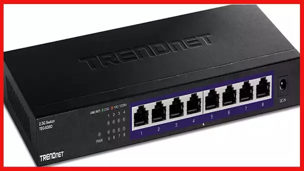 TRENDnet 8-Port Unmanaged 2.5G Switch, 8 x 2.5GBASE-T Ports, 40Gbps Switching Capacity, Backwards