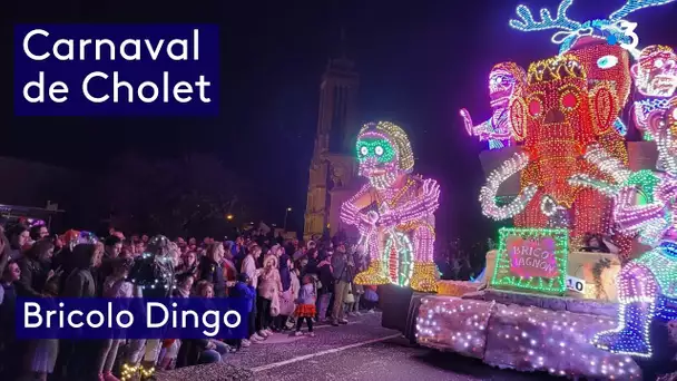 Carnaval de nuit de Cholet 2024 : Bricolo Dingo et le char Bricomagnon